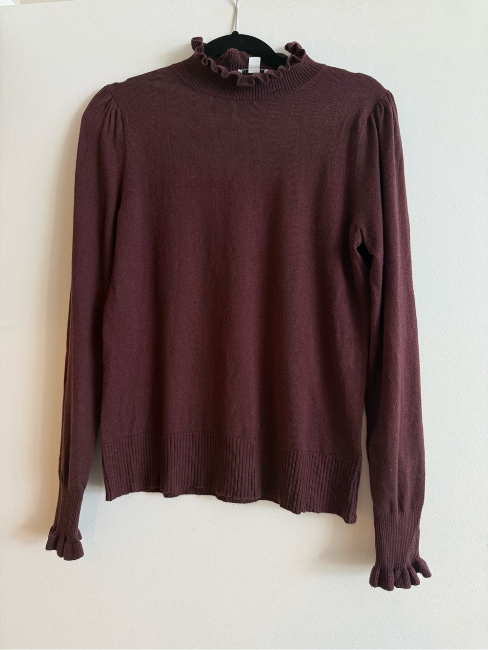 CeCe Ruffle Mock Neck Sweater - M - Picture 3 of 6